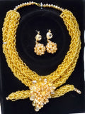 New Design Stylish 2 Layers African Beads Bridal Wedding Jewelry Set