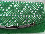 New Green Diamonte Envelope Clutch Bag Purse Womens Fashion Evening Party Clutch Bag Glitter Shimmer Style Handbag Wedding Prom Party - PrestigeApplause Jewels 