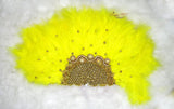 Yellow Feather Bridal wedding African Traditional engagement Handfan - PrestigeApplause Jewels 