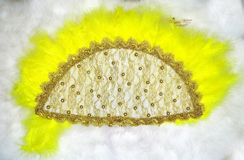 Yellow Feather Bridal wedding African Traditional engagement Handfan - PrestigeApplause Jewels 
