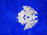 Royal Blue Silver New Design Round Shape New Style Feather Bridal wedding engagement Handfan - PrestigeApplause Jewels 