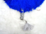 Royal Blue Silver New Design Round Shape New Style Feather Bridal wedding engagement Handfan - PrestigeApplause Jewels 