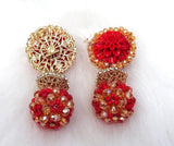 Bold Ball Red mixed the Gold Cocktail Bead Earring Jewellery - PrestigeApplause Jewels 