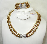Golden Pearl Party Wedding Necklace and Bracelet Jewellery Great as Gift - PrestigeApplause Jewels 