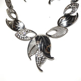 Beautiful Flower Design Silver Wedding Party Necklace Jewellery Set - PrestigeApplause Jewels 