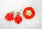 Orange Coral chops Earring Pendant Jewellery Set