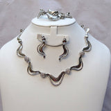 Quality Beautiful Design Silver with Rhinestone Wedding Party Bridal Necklace Jewellery Set