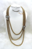 3 Layers of Golden Pearl Party Wedding Necklace Jewellery Great as Gift - PrestigeApplause Jewels 