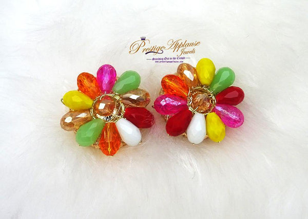 Mixed Colours Bead Stud Earring Jewellery - PrestigeApplause Jewels 