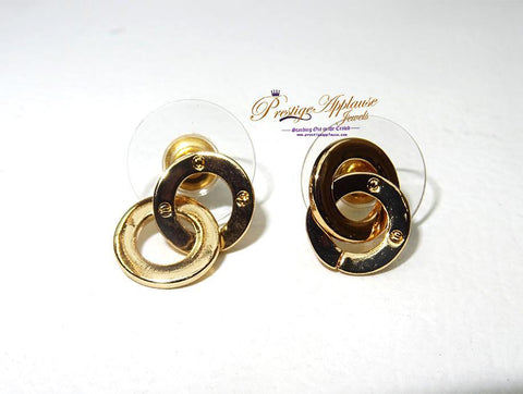 Gold Chunky Double Hoop Earrings, Interlocking Earrings, Link Circle Statement Earrings, Minimal Knot Stud Hoops, Creole Earrings - PrestigeApplause Jewels 