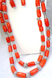Extra Long Traditional Real Genuine Coral with Blings African Nigerian Wedding Party Beads Jewellery Set