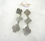 Peach Diamond Studded Silver Plated Stylish Earrings - PrestigeApplause Jewels 