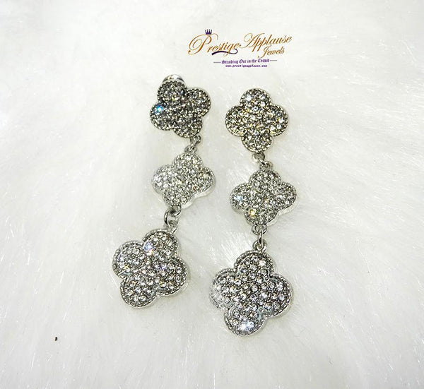Peach Diamond Studded Silver Plated Stylish Earrings - PrestigeApplause Jewels 
