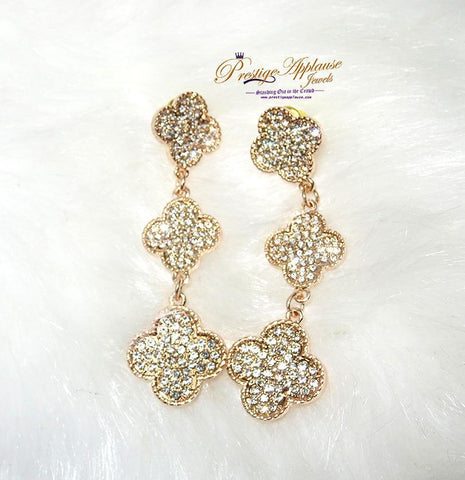 Peach Diamond Studded Rose Gold Plated Stylish Earrings - PrestigeApplause Jewels 