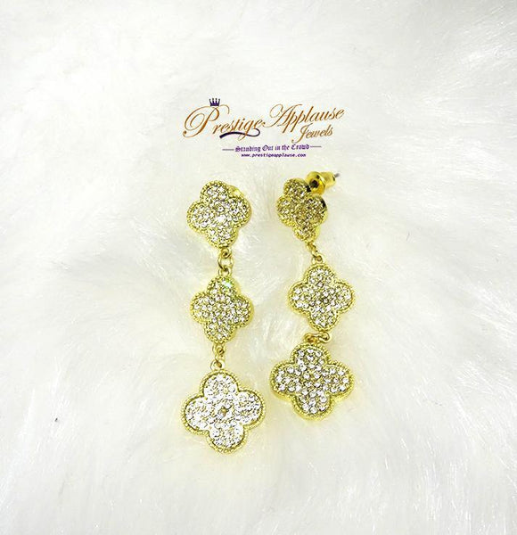 Peach Diamond Studded Gold Plated Stylish Earrings - PrestigeApplause Jewels 