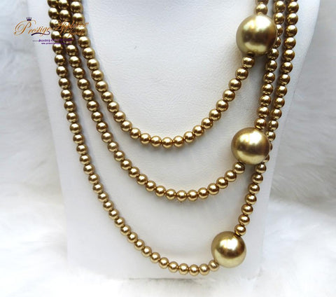 Golden Versatile Elegant Gold Pearl Necklace - PrestigeApplause Jewels 