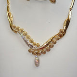 Elegant Gold Plated Rhinestones Party Necklace Earring Jewelry Set