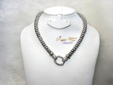 Elegant Sterling Silver Chain With Diamond Quoted ring Pendant/magnetic lock Necklace jewellery - PrestigeApplause Jewels 