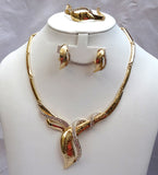 Lovely Rhinestone Gold Plated Rhinestones Party Necklace Earring Bracelet Jewelry Set