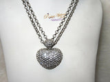 Sterling Silver Diamond Clustered Heart Shape Pendant With  Multi-Chain Necklace/bridal Necklace - PrestigeApplause Jewels 