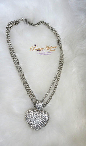 Sterling Silver Diamond Clustered Heart Shape Pendant With  Multi-Chain Necklace/bridal Necklace - PrestigeApplause Jewels 