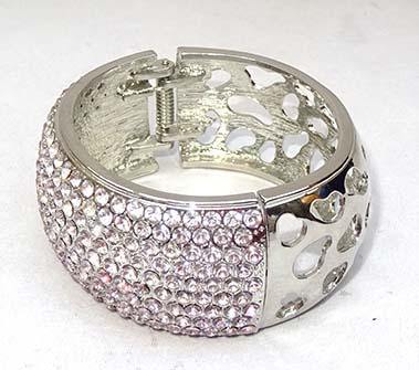 Beautiful Light Pink Silver Cuff Bangle for Ladies Gift