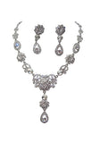 Silver Bridal Fashion Party Wedding Necklace Earring Jewellery Set