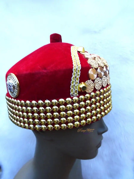 PrestigeApplause Chieftancy Embellished Men Igbo Edo Hat Groom Wedding ...