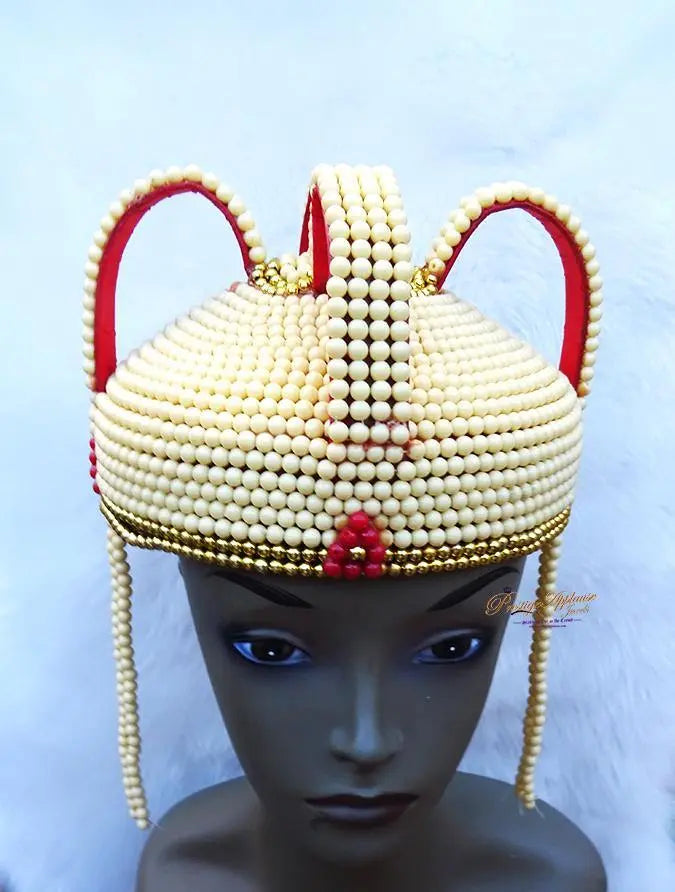 PrestigeApplause - Jewels UK Nigerian Edo Ibo Coral White Crown Cap ...