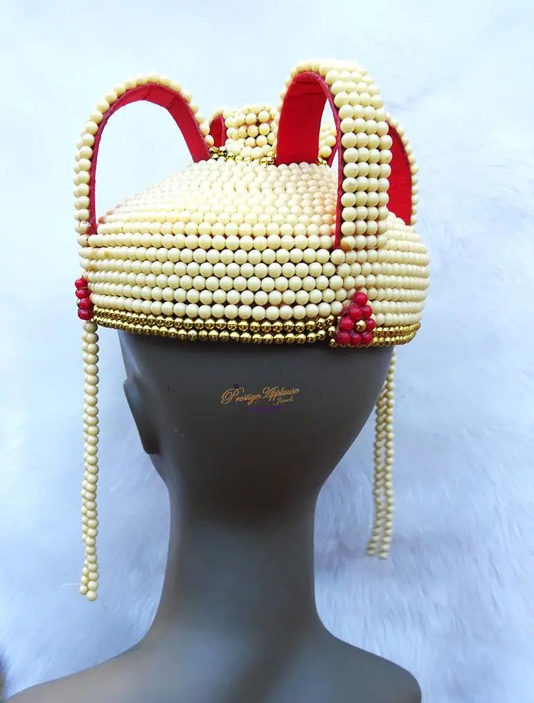 PrestigeApplause - Jewels UK Nigerian Edo Ibo Coral White Crown Cap ...