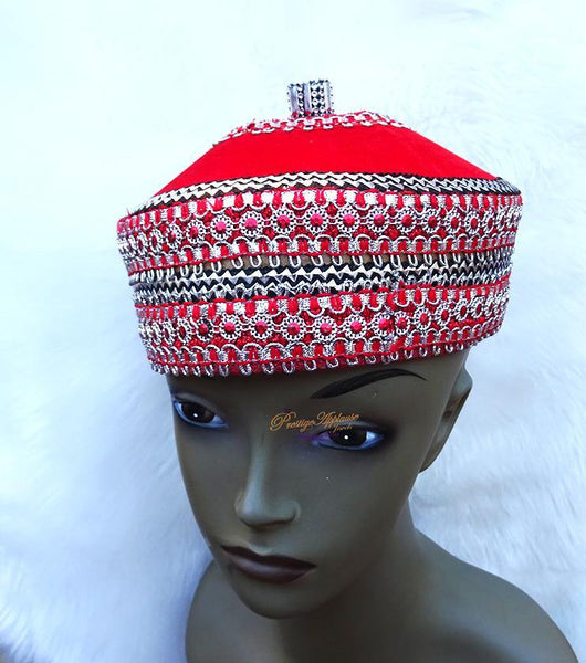 New Elegant African Igbo traditional Wedding Cap For Chief Titled Men - PrestigeApplause Jewels 