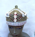 African Igbo traditional Wedding Black and White Cap For Chief Titled Men - PrestigeApplause Jewels 