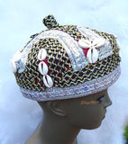 African Igbo traditional Wedding Black and White Cap For Chief Titled Men - PrestigeApplause Jewels 