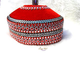 Men African native embroidery Bindow Tonak wool cap, Men native cap, Groom custom made cap, Nigerian native cap - PrestigeApplause Jewels 
