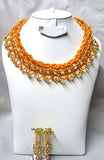 PrestigeApplause Orange Crystal Gold Regalia Necklace Earring Party Evening Set