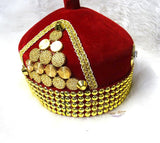 Red and Gold Elegant African Igbo traditional Wedding CapAfrican Nigerian king cowries hat /chieftancy/groom cap/hat to match isiagu and traditional attires/ African hat For Chief Titled Men - PrestigeApplause Jewels 