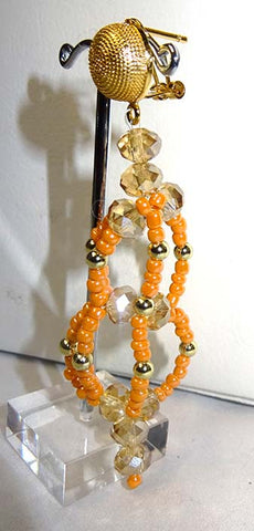 PrestigeApplause Orange Crystal Gold Regalia Necklace Earring Party Evening Set