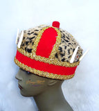African hat with Crown, Tusk,Animal Skin, Animal teeth, Chieftaincy igbo groom/king cap/hat to match isiagu and traditional attires - PrestigeApplause Jewels 