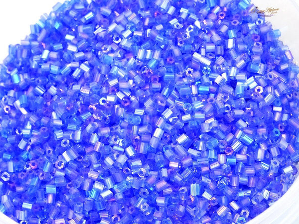 African/Nigerian Blue Crystal Bugle Beads Small Tube Crystal Bugle Beads/Small Blue Crystal Bugle Beads/Very high Quality Beads Jewellery Making - PrestigeApplause Jewels 