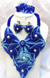 PrestigeApplause New Latest Design 2 Shades of Blue Celtic Beads Bridal Wedding Party Jewelry Set
