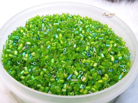 African/Nigerian Green Bugle Beads/Small Green Bugle Seed Beads/Very high Quality Seed Beads Jewellery Making - PrestigeApplause Jewels 