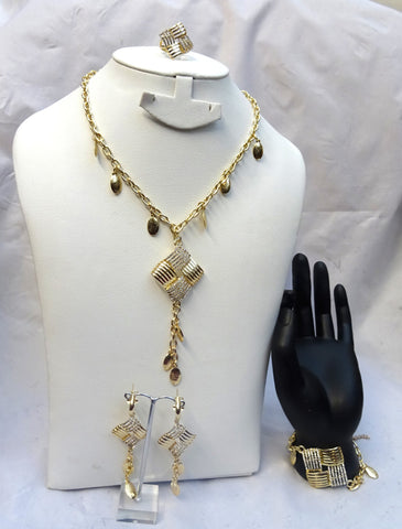 Simply Gold Plated Necklace Earring Jewelry Set