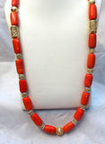 Extra Long All Gold Bling 1 Layers Original Traditional African Coral Beads Silver Bling Necklace Jewelry Set