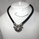 Leather Necklace Retro Love Heart Inscribed Charms Necklace Jewellery