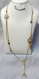 Gold Long Chain Pearl Embelish Necklace Chain Jewellery