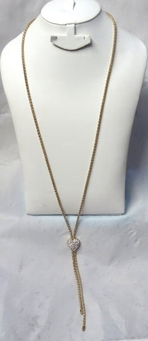 Gold Enlongated Small Love Heart Necklace Chain Jewellery