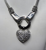 Silver Bold Crystal Love Heart Necklace Jewellery