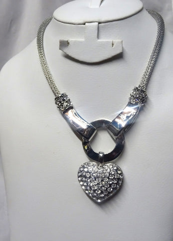 Silver Bold Love Heart Necklace Jewellery