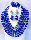 Brown Layers Beads Wedding Party Bridal Necklace Earring Jewellery Set