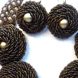 Chocolate & beige brown Elongated African Beads Bridal Wedding Party Jewelry Set